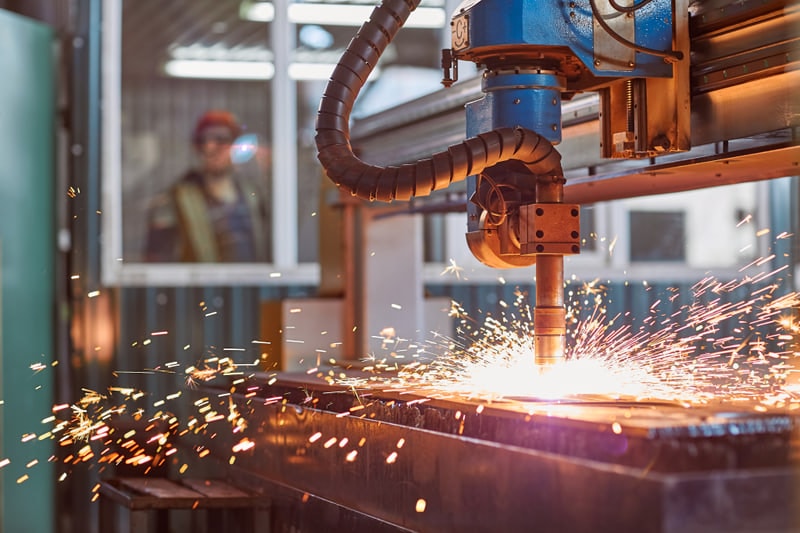 Robotic arms on a manufacturing line
