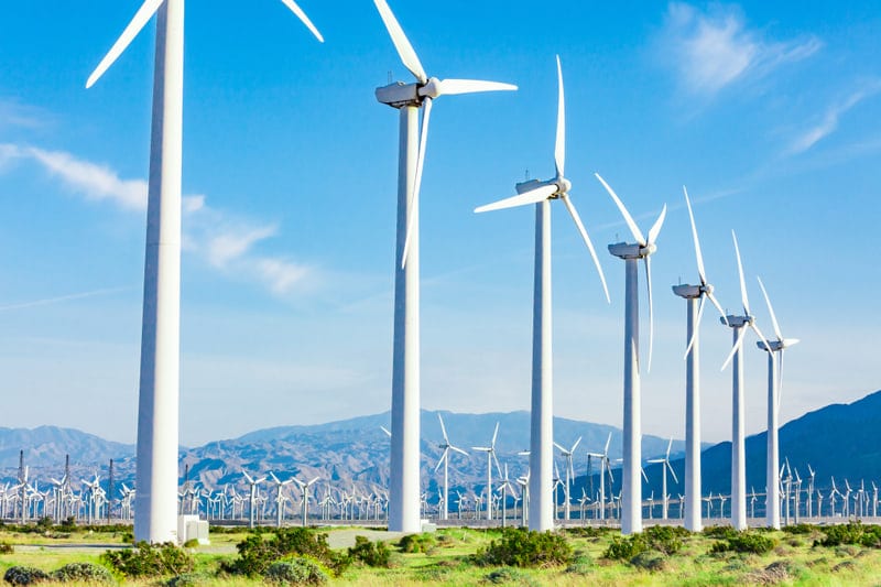Wind turbines on a hillside