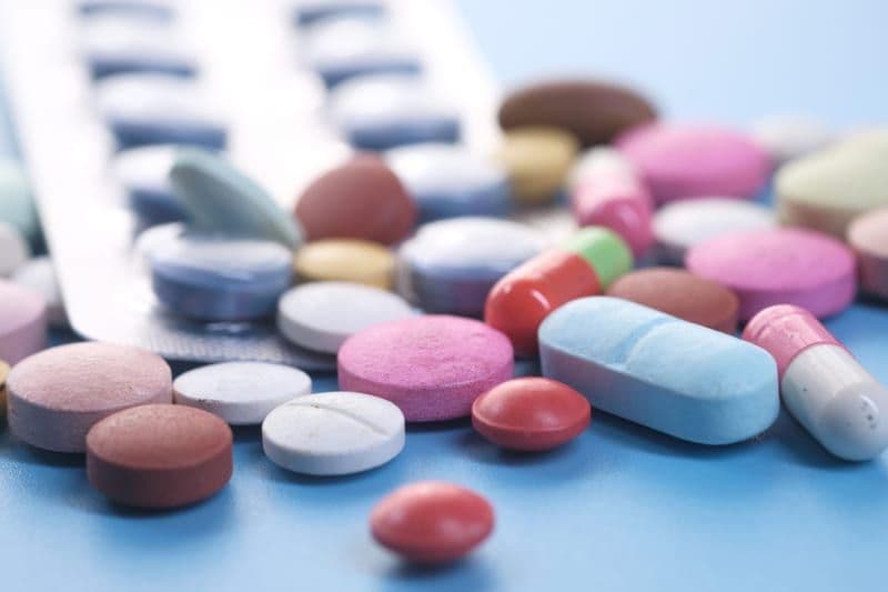 Pharmaceutical tablets on a production line