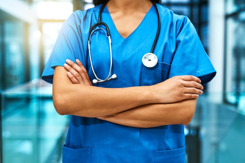 Clinician at work in a hospital